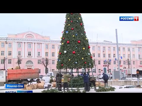 На площади Ленина собирают главную новогоднюю ель Йошкар-Олы