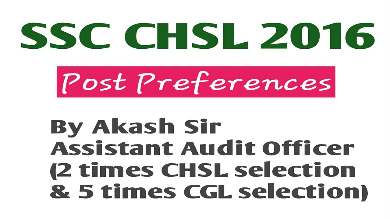 SSC CHSL 2016 Post Preferences