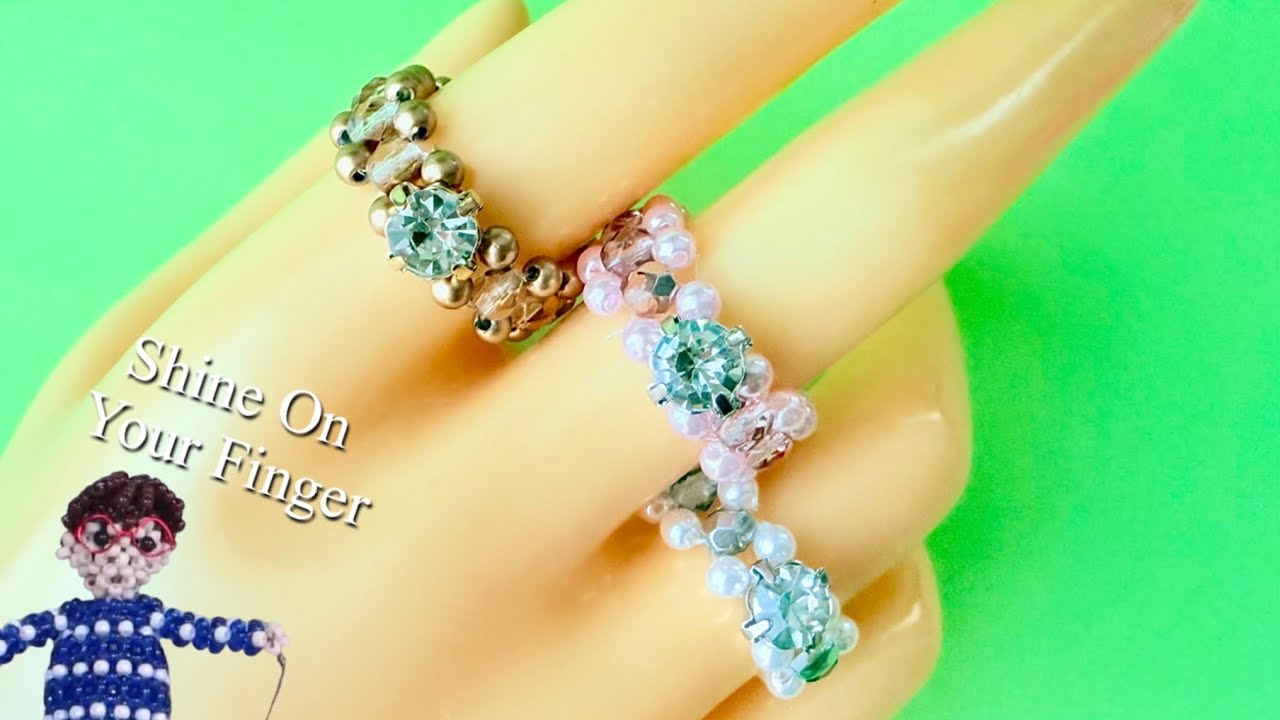 DIY Beaded Ring with Rhinestones | Super Easy and Sparkly! - YouTube