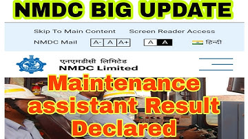 NMDC Result Declared 2022 ll Maintenance Assistance Result ll Latest News CG Bacheli Kirandul