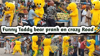 Funny Taddy Bear Prank On Crazy Road 🤣||#@balliayan taddy#funnyvidieo#funnytaddy
