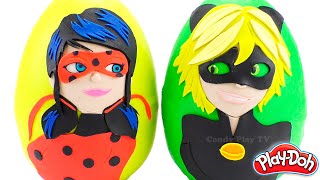 Huge Play Doh Surprise Egg with Miraculous:Tales of Ladybug & Cat Noir | Learn Colours with Play-Doh