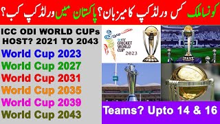 ICC Cricket World Cup 2023 To 2043, Host Teams and News, ICC Events Schedule, World Cup 2027 Host