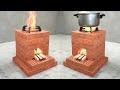 How to make a rocket stove from red bricks is very simple and beautiful