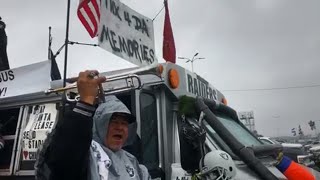 As usual, raiders fans tailgate in advance of monday night's game
against the denver broncos on monday. dec. 24, 2018. it could mark
last oakland...
