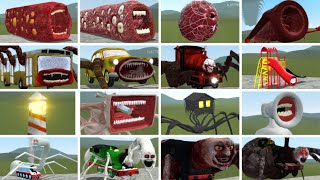 Monster Battle: All Train Eater Car, Bus Eater vs Thomas Train Family vs Megahorn | - Garry's Mod!