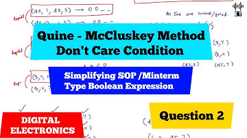 Quine - McCluskey Method | Sum Of Products | Don