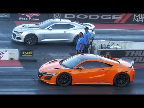 Acura NSX vs ZL1 Chevy Camaro - domestic vs import drag racing