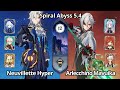 C0 Neuvillette Hypercarry &amp; C0 Arlecchino Mavuika - Spiral Abyss 5.4 Floor 12 Genshin Impact