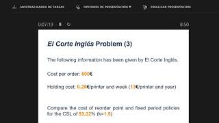 Inventory Management. ECI problem 8