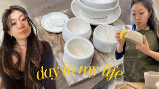 day in the life of an artist | pottery classes &amp; thrift with me