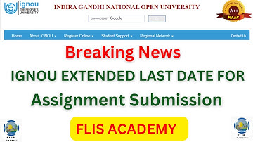 IGNOU ASSIGNMENT SUBMISSION LAST DATE EXTENDED #ignou #assignment #last #date #extended