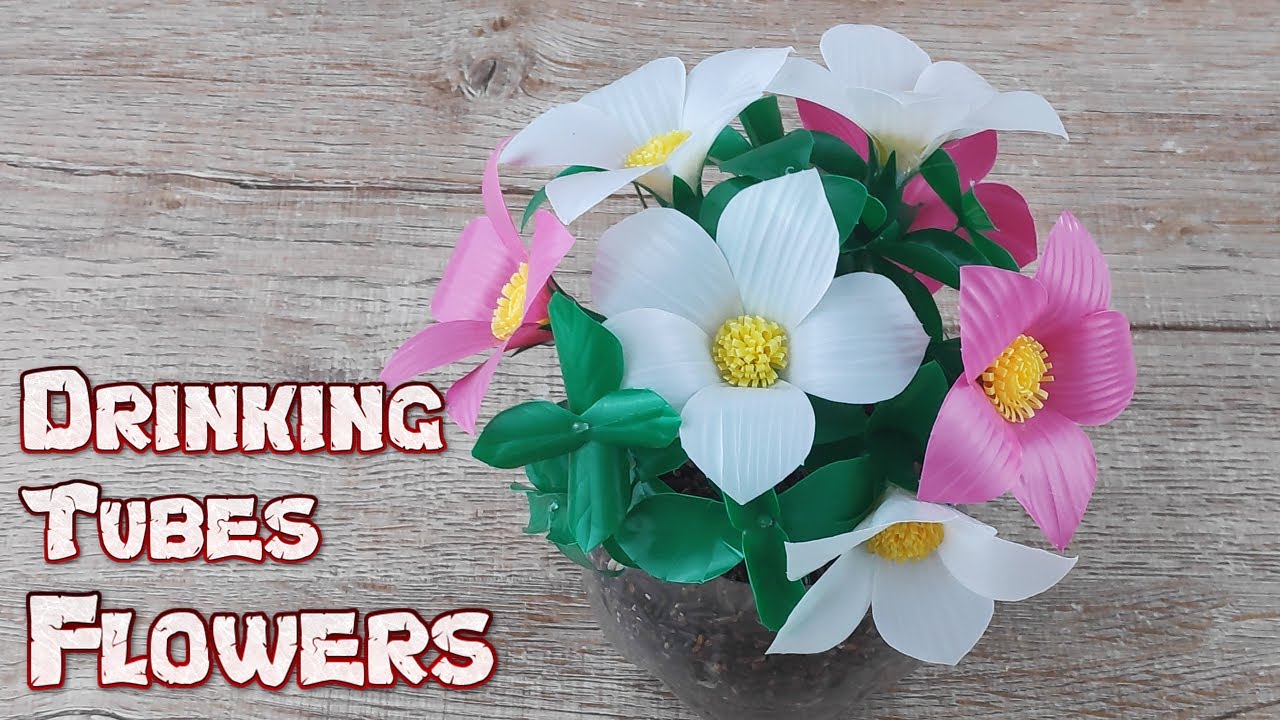 DIY Beautiful Straw Flowers from Drinking Plastic Tubes | How to Fold ...