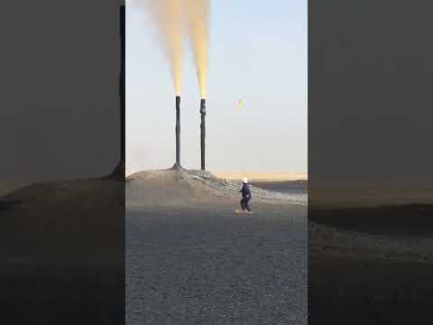 احراق الغاز المصاحب في حقول نفط البصره العراق