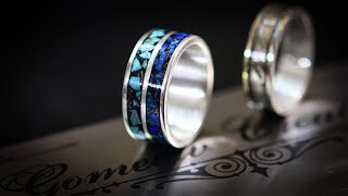 How To Set A Double Inlay Ring Without A Lathe Using Opal, Silver & Turquoise