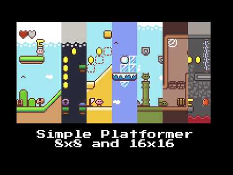 Simple Platformer Tileset 8x8 and 16x16 for your cute platformer game
