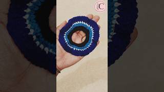 Evil eye scrunchie🧿 #EvilEye #EvilEyeScrunchie #CrochetScrunchie #HandmadeWithLove #Crochetevileye