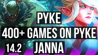 PYKE & Kai'Sa vs JANNA & Ezreal (SUP) | 400+ games, 11/4/13, Dominating | KR Challenger | 14.2