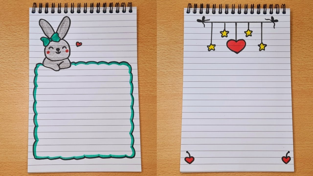 تزيين الدفاتر_تزيين الدفتر سهل _تزيين الدفتر على شكل ارنب_رسم سهل_تعليم الرسم