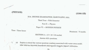 BSC-DEGREE(ANU)5th SEM 2021 MODERN PHYSICS PAPER-6||DEREE EXAM PAPERS||