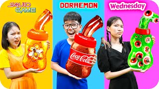 Thử Thách Nấu Ăn Cùng Búp Bê SquidGame - Doraemon Và Wednesday ♥ Min Min TV Minh Khoa
