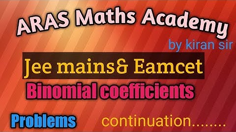 binomial coefficients problems continution |Aras maths academy |kiran sir