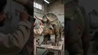 🦕 From Wire Mesh to Giant Triceratops Sculpture! #sculptureart