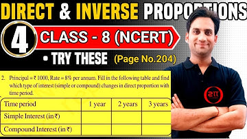 Try These (Ques.2) pg.no.204 NCERT Chapter 13 Direct and Inverse Proportions Class 8 Maths