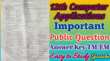 12th Computer Applications Question Paper 2022 || Answer Key || English Medium || Tamil medium