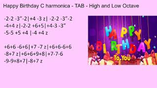 practice: Happy Birthday - C harmonica - TAB - High and Low Octave