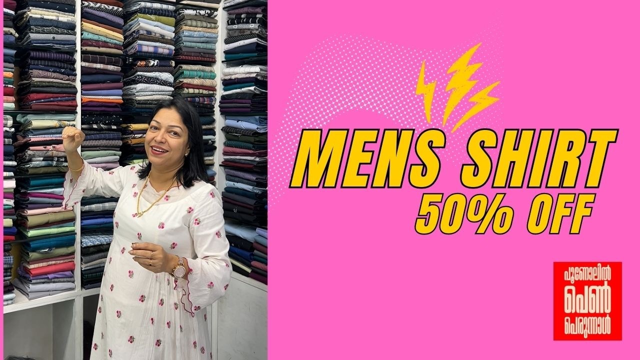 MEN'S SHIRT AT 50%OFF POONOLIL PENN PERUNNAL SPECIAL OFFER