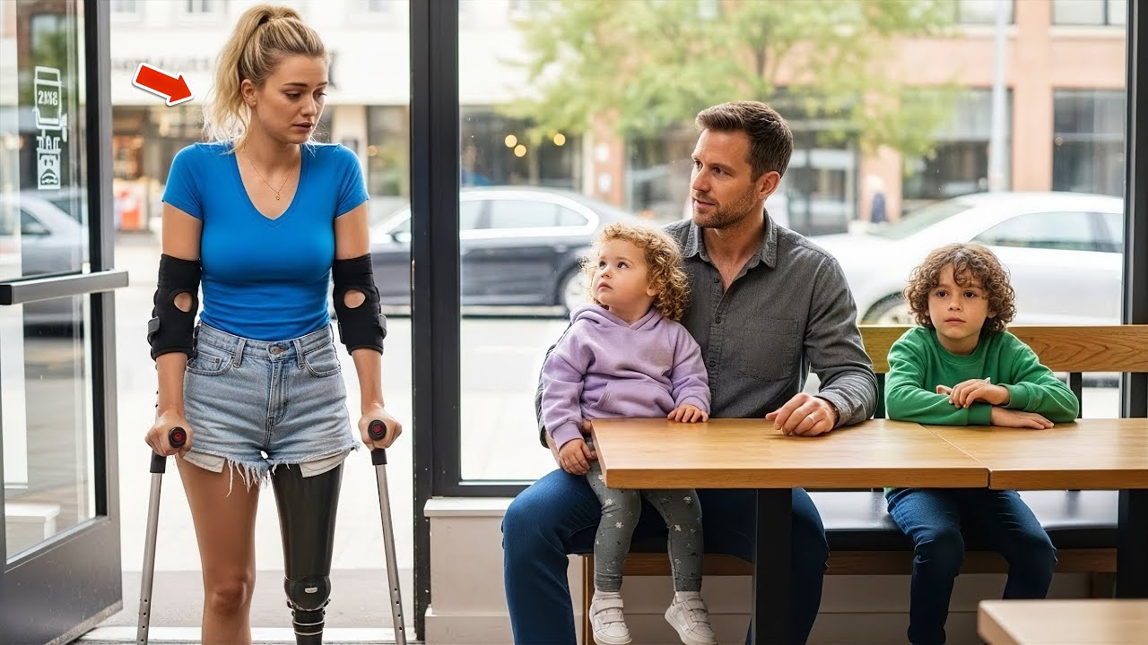 Can I Sit Here?” The One-Legged Girl Asked the Single Dad… His Answer Left Her in Tears