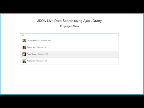 Create Live Search JSON Data by using JQuery Ajax