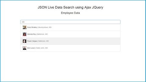 Create Live Search JSON Data by using JQuery Ajax
