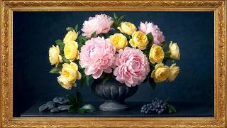 Pink Peonies & Golden Roses | Luxury Floral Screensaver 4K screenshot 1