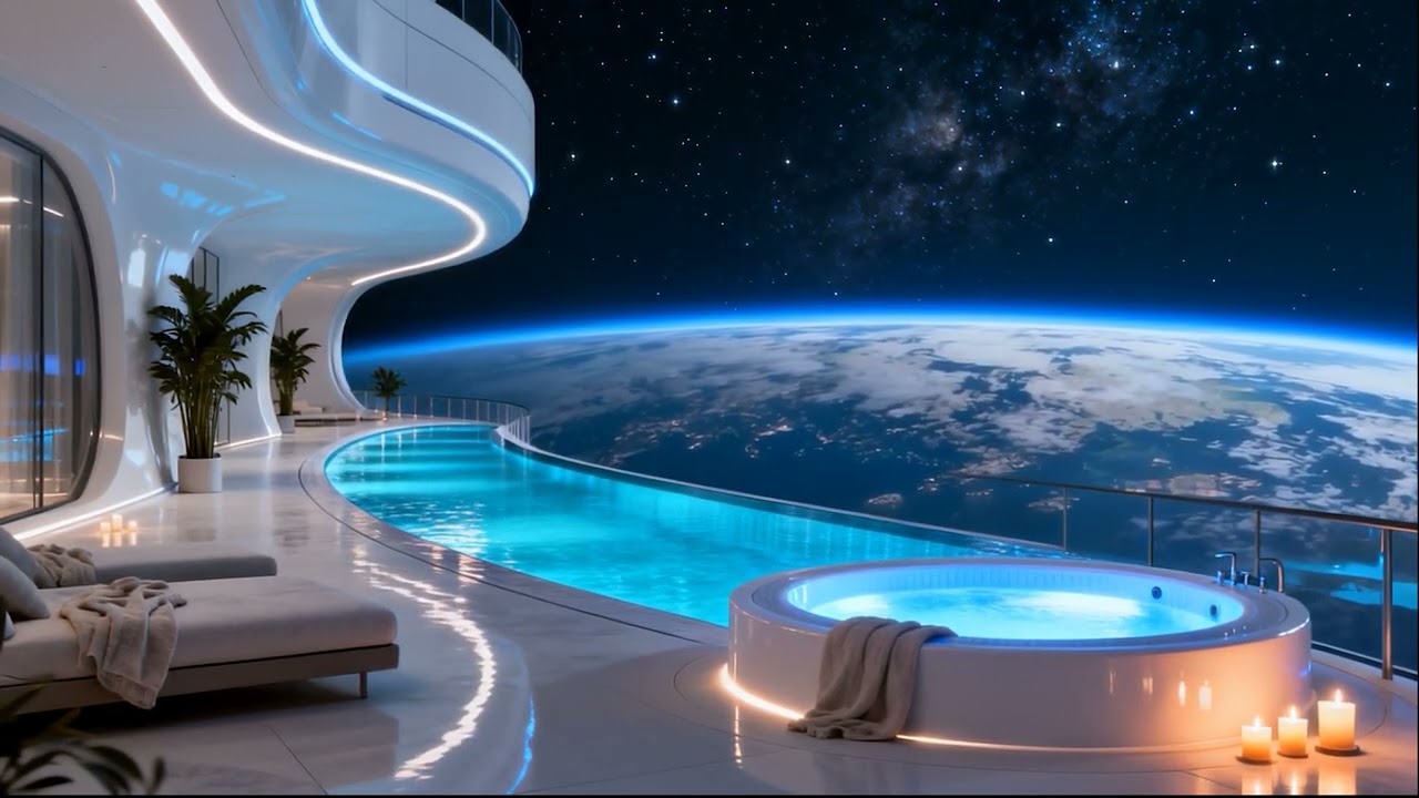 Cosmic Serenity ⧫ Relaxing Future Lounge Atmosphere ⧫ Stellar Water Garden Ambient for Mindful Unwin