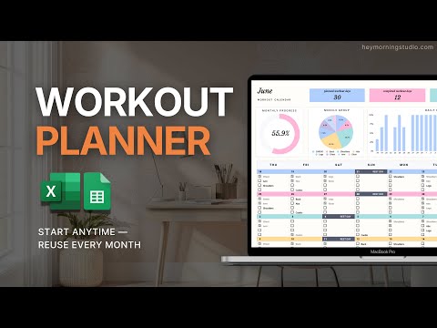 Workout Planner Spreadsheet - Gym Routine - Weightlifting Log - Fitness Tracker - Training Calendar