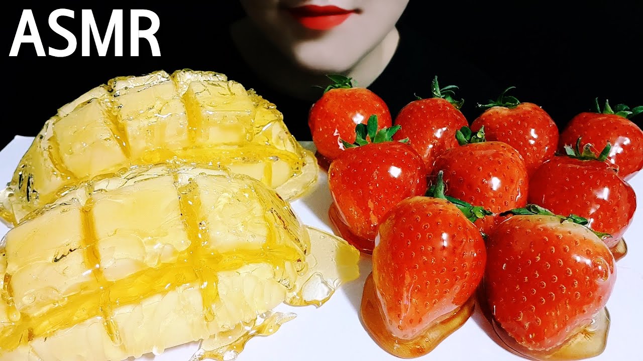 ASMR CANDIED FRUITS (MANGO, STRAWBERRY) TANGHULUI 망고탕후루, 딸기탕후루 먹방 (EATING SOUNDS) NO TALKING MUKBANG