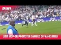 Cricketer carries Just Stop Oil protester off the field at Lord&#39;s Ashes test