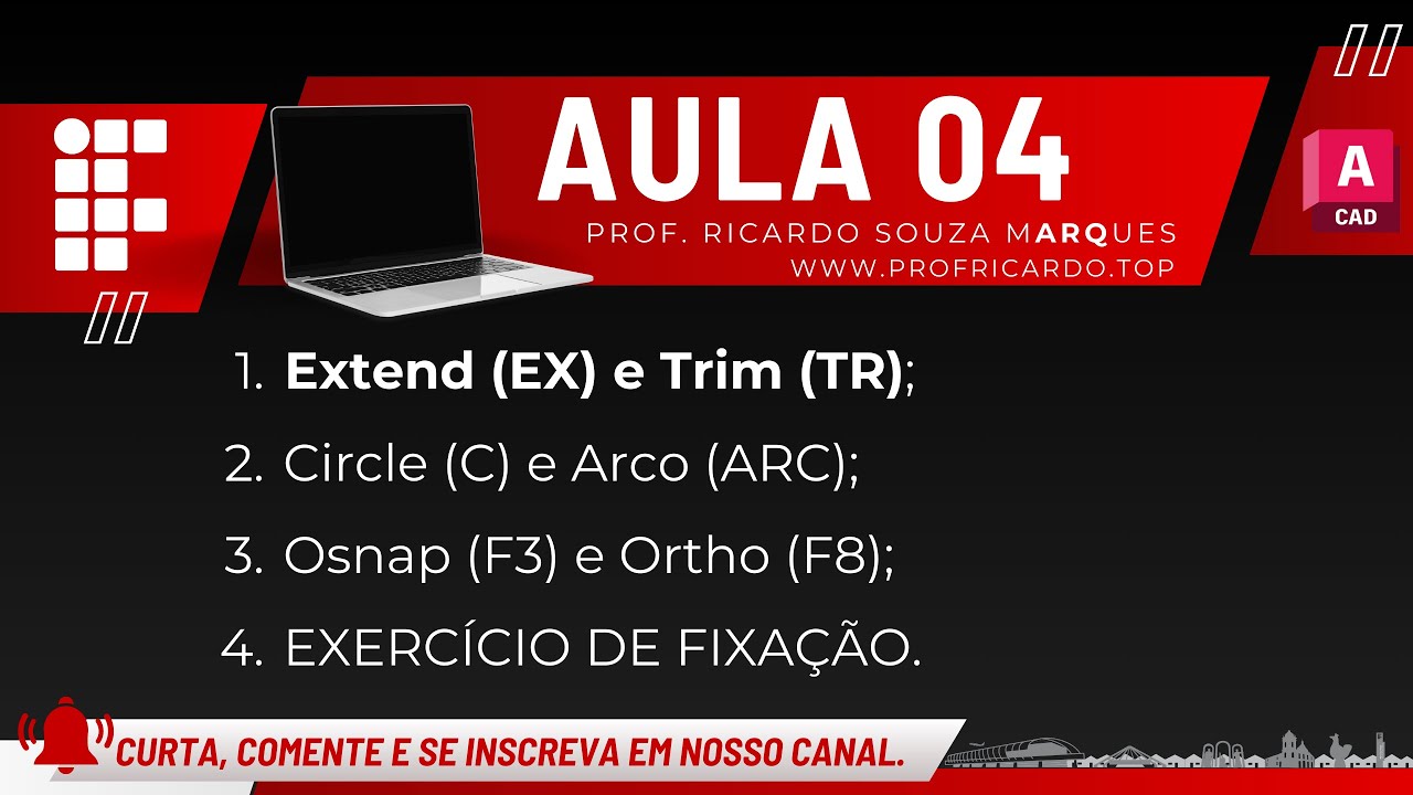 04- Extend (EX) e Trim (TR), Circle (C) e Arco (ARC), Osnap (F3) - YouTube
