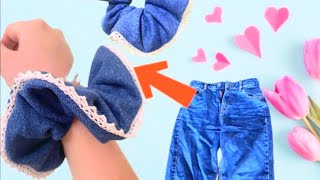 Don’t Throw Away Old Jeans! Make a Scrunchie in 5 Minutes 👖✨