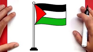 كيف ترسم علم فلسطين خطوة بخطوة / رسم سهل / تعليم الرسم للمبتدئين