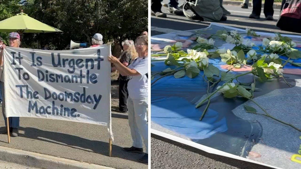 Activists outside of Lawrence Livermore Lab remember those who died in Hiroshima, Nagasaki
