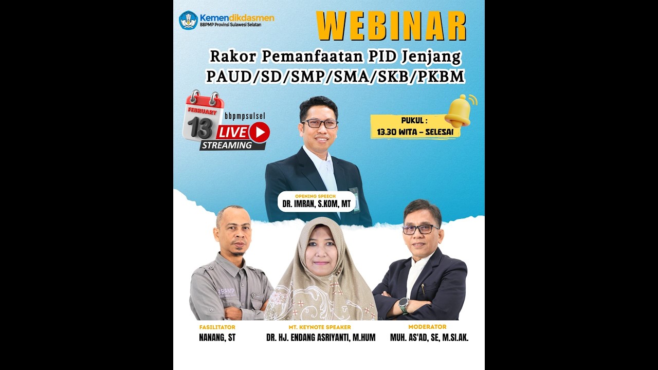 Rakor Penerima PID Jenjang PAUD/SD/SMP/SMA/SKB/PKBM