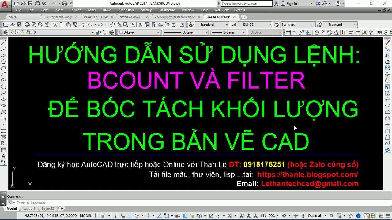 HƯỚNG DẪN BÓC TÁCH KHỐI LƯỢNG TRONG BẢN VẼ AUTOCAD BẰNG CÔNG CỤ BCOUNT VÀ FILTER CỰC NHANH