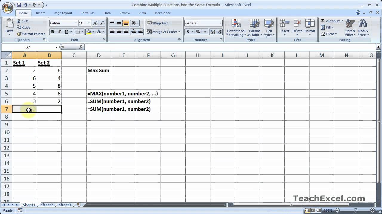 Formula For Summation In Multiple Worksheets Excel