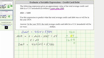 Evaluate a Given Variable Expression - Debt Application (ax+b)