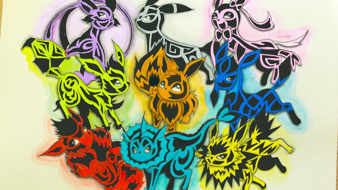 8. Eevee tribal tattoo variations - wide 8