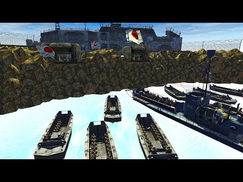 Iwo Jima Coastal Fortress Under Siege by ENDLESS WAVES! – Men of War: WW2 Mod Battle Simulator