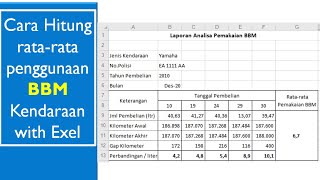 Cara Hitung rata-rata penggunaan BBM kendaraan dengan microsoft Excel / gasoline avarage of vehicle